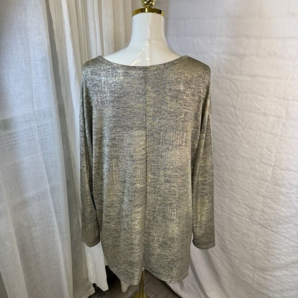 Lane Bryant Plus 18 / 20 Metallic Gold/Black Long Sleeve Scoop Neck Tunic Top‎ - Picture 3 of 12